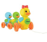 TOMY Toomies Quack Along Ducks Pull Along Toy Educational Toddler Toy with Col