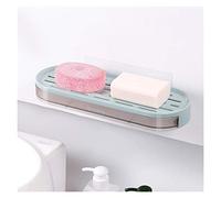 TOMYEUS Jabonera Soporte de jabón de Ventosa del baño, Caja de jabón de plástico de Pared de Gran Capacidad con Orificios de Drenaje, jabonera con contenedor de Agua Tipo cajón Portajabón para baño