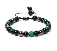 TOMYEUS Pulsera Trenzada de Piedra Natural Jades Verdes Cuentas de turquesas africanas Pulseras de Cuerda Ajustables para Hombre Mujer Regalo creativo-28.Ojo de Tigre