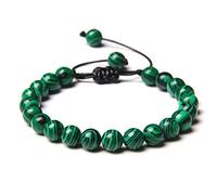 TOMYEUS Pulsera Trenzada de Piedra Natural Jades Verdes Cuentas de turquesas africanas Pulseras de Cuerda Ajustables para Hombre Mujer Regalo Creativo-7.Malaquita