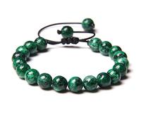TOMYEUS Pulsera Trenzada de Piedra Natural Jades Verdes Cuentas de turquesas africanas Pulseras de Cuerda Ajustables para Hombre Mujer Regalo Creativo-9.Verde Jade Blanco