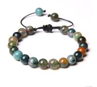 TOMYEUS Pulsera Trenzada de Piedra Natural Jades Verdes Cuentas de turquesas africanas Pulseras de Cuerda Ajustables para Hombre Mujer Regalo Creativo-5.Ágata India