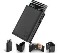 Tomylv Carteras para Hombre - Cartera Hombre Bloqueo RFID, Tarjetero Delgado Cierre Magnético para 8-10 Tarjetas, Bolsillo para Monedas, Compartimento para Billetes y Ventana Identificación - Negro