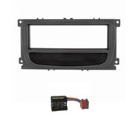 tomzz Audio 2415-047 Conjunto de Panel de Radio Compatible con Ford Focus 2 Mondeo S-MAX C-MAX Galaxy Kuga Negro con Compartimento de Almacenamiento Quadlock Adaptador ISO