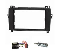 tomzz Audio 2434-005 Doble DIN Radio Panel Conjunto Compatible con Mercedes A W169 B W245 Sprinter W906 Vito Viano W639 Negro con Quadlock Adaptador de Antena ISO Adaptador ISO DIN