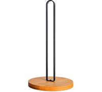 Tonale - Portarrollos de cocina de acero inoxidable con base redonda antideslizante de madera, soporte para rollo de papel de cocina y mesa de comedor, para todos los rollos de cocina estándar