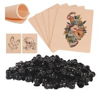 TONBAO 3 unidades de piel de tatuaje de 3 mm de doble cara de 19 x 14 cm con 200 tapas de tinta negra para tatuajes, accesorios para tatuajes, principiantes y artistas experimentados