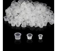 TONBAO 300PCS Vasos de Tinta de Tatuaje Mixtos #8 Pequeño #11 Mediano #14 Grande Tapa de Tinta de Pigmento Recipiente de Plástico