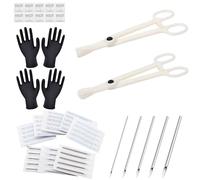 TONBAO Kit de perforación: 41 piezas de piercing profesional incluye 25 agujas de perforación de oreja y nariz de 12G, 14G, 16G, 18G, 20G, 2 abrazaderas de perforación desechables, 10 herramientas de