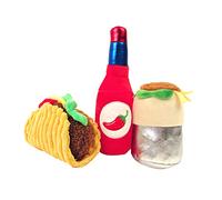 TONBO Taco Tuesday Combo - Juguetes de peluche arrugados, Taco, Burrito, salsa picante