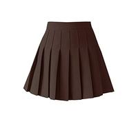 TONCHENGSD Minifalda Plisada de Cintura Alta para Mujer, Café Oscuro, S