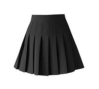 TONCHENGSD Minifalda Plisada de Cintura Alta para Mujer, Negro -, XS