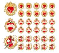 Tondiamo 60 pines de corazón sagrado de Jesús a granel religiosos cristianos favores cruzados esmaltados broche de solapa corazón rojo para regalo de agradecimiento al clero, iglesia, funeral, domingo