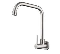 Tondiy Grifo Cocina de Pared Solo Agua Fría, G 1/2" Grifería para Fregadero Giratorio a 360 °, Monomando Acero Inoxidable 304, Aireador Extraíble, Cepillado