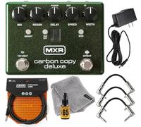 Tonebird MXR M292 Carbon Copy Deluxe Pedal de efectos de guitarra analógica con paquete con una fuente de alimentación de 9 V 1500 mA, cable MXR, paño de microfibra Dunlop, 3 cables de conexión y
