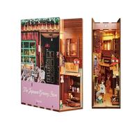 Tonecheer Book Nook Japón Kit Puzzle 3D de Madera para Adultos, DIY Nookbook Bookend con Luces LED, Decoración Hogar de Estantería, Regalo para Mujeres y Hombres (La Tienda de Comestibles Japonesa)