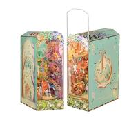 Tonecheer Book Nook Kit con Cubierta Antipolvo DIY 3D Miniatura casa de Madera Rompecabezas estantería decoración Adultos（El Mago de Oz）