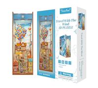 Tonecheer Book Nook Kit DIY Modelo de Montaje 3D Puzzle de Madera para Adultos Construye un Kit de Casa en Miniatura Kit de Manualidades con Luz Regalos Personalizados (Viajando con el Viento)