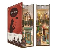 Tonecheer Book Nook Kit Puzzle 3D de Madera para Adultos, DIY Nookbook Bookend con Luces LED, Decoración Hogar de Estantería, Regalo para mujeres y hombres (Calle Baker)