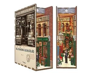 Tonecheer DIY Book Nook Modelo Kit Puzzle 3D Maqueta de Madera para Construir Construcción Adulto Booknook Kits, Bookshelf Inserte Diorama Bookends Casa de Muñecas （84 Charing Cross Road）