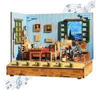 Tonecheer DIY Miniatura del Dormitorio de Vincent Kit de Casa en Miniatura para Adultos, Modelo de Puzzle 3D de Madera con Efectos de Sonido, Decoración para Estantería