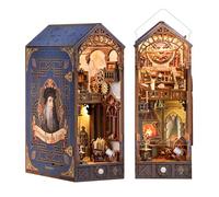 Tonecheer Kit Book Nook con Cubierta Antipolvo y Luz LED, Casa en Miniatura DIY, Rompecabezas 3D de Madera con Piezas Móviles y Giratorias, Decoración para Estantería, (Leonardo da Vinci)