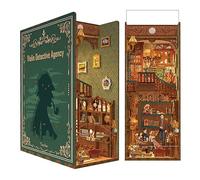 Tonecheer Kit de rincón de libros de bricolaje, soporte creativo con sensor de cuerpo y luz LED, rompecabezas de madera 3D, decoración de cumpleaños (Agencia de detectives de violín)
