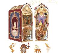 Tonecheer Kit de rincón de Libros para Adultos, Rompecabezas de Madera 3D para sujetalibros, Kit de casa en Miniatura, decoración de estantería con Cubierta Antipolvo y Luces LED(Bestia y Belleza