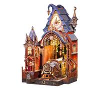 Tonecheer Puzzle 3D LED Book Nook Miniatura mágica interactiva con Espacio de expansión Infinito, Inserto DIY para estantería, decoración y Regalo Creativo (Estación Mágica)