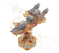 Tonecheer Puzzle de Madera 3D para Adultos, Kit de construcción de Barco de Madera con música, dirigible de fantasía y componentes móviles（Viajero del Viento）