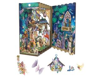 Tonecheer x British Library DIY Book Nook Kit, Puzzle de Madera 3D, Kit de Casa en Miniatura Booknook, Inserción Decorativa para Estantería con Luces LED, Regalos(El sueño de una Noche de Verano)