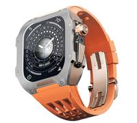 TONECY Banda de goma Bisel de titanio para Apple Watch 8/7 Apple Mod, accesorio de repuesto de titanio funda de lujo compatible con la serie IWatch de 45 mm con herramienta (color: naranja 6, tamaño: