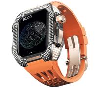 TONECY Banda de goma Bisel de titanio para Apple Watch 8/7 Apple Mod, accesorio de repuesto de titanio funda de lujo compatible con la serie IWatch de 45 mm con herramienta (color: naranja 7, tamaño: