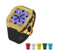 TONECY Carcasa avanzada de fibra de carbono + 6 correas para Apple Watch 7 de 45 mm, funda de diamante de lujo para iWatch Series 6 5 4 SE 44 mm Kit de aleación de titanio (color: G-BB-B Diamond,