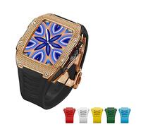 TONECY Carcasa avanzada de fibra de carbono + 6 correas para Apple Watch 7 de 45 mm, funda de diamante de lujo para iWatch Series 6 5 4 SE 44 mm Kit de aleación de titanio (color: diamante RG-BB-B,
