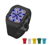 TONECY Carcasa avanzada de fibra de carbono + 6 correas para Apple Watch 7 de 45 mm, funda de diamante de lujo para iWatch Series 6 5 4 SE 44 mm Kit de aleación de titanio (color: B-BB-B Diamond,