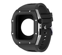 TONECY Correa de silicona con caja de metal para Apple Watch Series 8 7 45 mm, kit de modificación DIY para iWatch 6 5 4 SE 44 mm correa de goma (color: F, tamaño: 45 mm para 8/7)