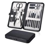 TONECY Cortador de uñas profesional 16 en 1, tijeras de acero inoxidable, kit de aseo para cutículas, herramientas de utilidad, cortaúñas (gris)