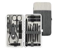 TONECY Herramienta cortaúñas de acero profesional para pedicura, tijeras de piel muerta, tijeras multifunción para uñas, juego de manicura (19 piezas, gris)