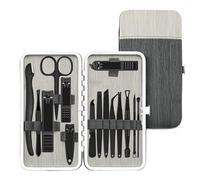 TONECY Herramienta cortaúñas de acero profesional para pedicura, tijeras de piel muerta, tijeras multifunción para uñas, juego de manicura (15 unidades, gris)