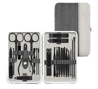 TONECY Herramienta cortaúñas de acero profesional para pedicura, tijeras de piel muerta, tijeras multifunción para uñas, juego de manicura (23 piezas, gris)