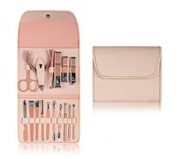 TONECY Juego de 4-16 cortadores de uñas de acero inoxidable con bolsa plegable, kit de cortador de manicura, tijeras, herramientas de belleza de maquillaje (morado)