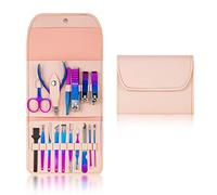 TONECY Juego de 4-16 cortadores de uñas de acero inoxidable con bolsa plegable, kit de cortador de manicura, tijeras, herramientas de belleza de maquillaje (dorado)