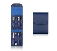 TONECY Juego de 4-16 cortadores de uñas de acero inoxidable con bolsa plegable, kit de cortador de manicura, tijeras, herramientas de belleza de maquillaje (beige)