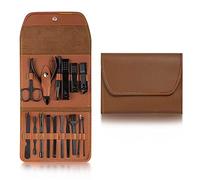 TONECY Juego de 4-16 cortadores de uñas de acero inoxidable con bolsa plegable, kit de cortador de manicura, tijeras, herramientas de belleza de maquillaje (rojo)