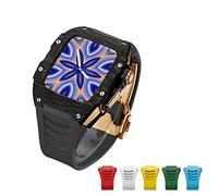 TONECY Kit de aleación de titanio, funda avanzada de fibra de carbono + 6 correas para Apple Watch Band de 45 mm, 44 mm, funda de diamante de lujo para iWatch Series 7, 6, 5, 4 SE (color: B-BRG-B