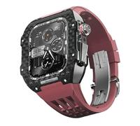 TONECY Para Apple Watch Band 8 7 6 5 4 SE 44/45 mm Series, kit de modificación de correa de reloj de lujo, caja de fibra de carbono, correa de caucho fluorado, adecuado para actualización de bricolaje