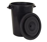 Tonel Universal 100L Negro + Tapa Bidón para Agua de Lluvia Cubo Basura la