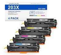 Toner 203X CF540X Cartucho de Tóner Compatible para HP 203X CF540X CF541X CF542X CF543X para HP Color Laserjet Pro MFP M281fdw M281fdn M280nw M281cdw M254dw M254nw M254dn (4 Paquetes)