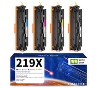 Toner 219X con Chip Compatible con HP Color LaserJet Pro MFP 3302SDW 3302FDW 3302FDN 3202DW 3202DN 3302FDNG 3302FDWG 3302SDWG para HP 219 219A 219X W2190X Negro, Cian, Magenta, Amarillo 4Pack